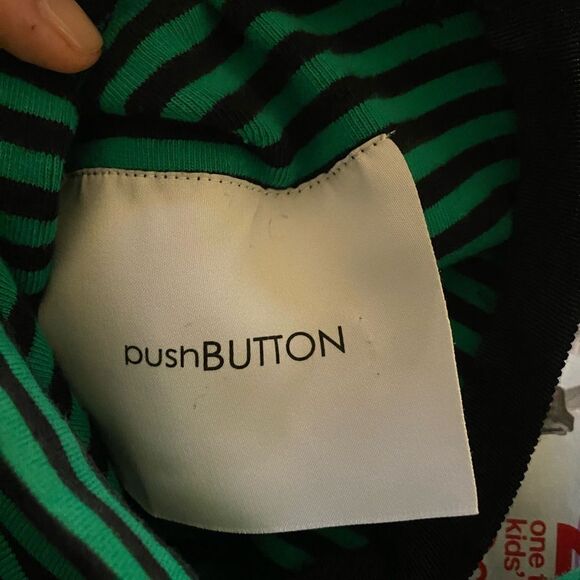 pushBUTTON green striped turtleneck sweater size small - Picture 7 of 8